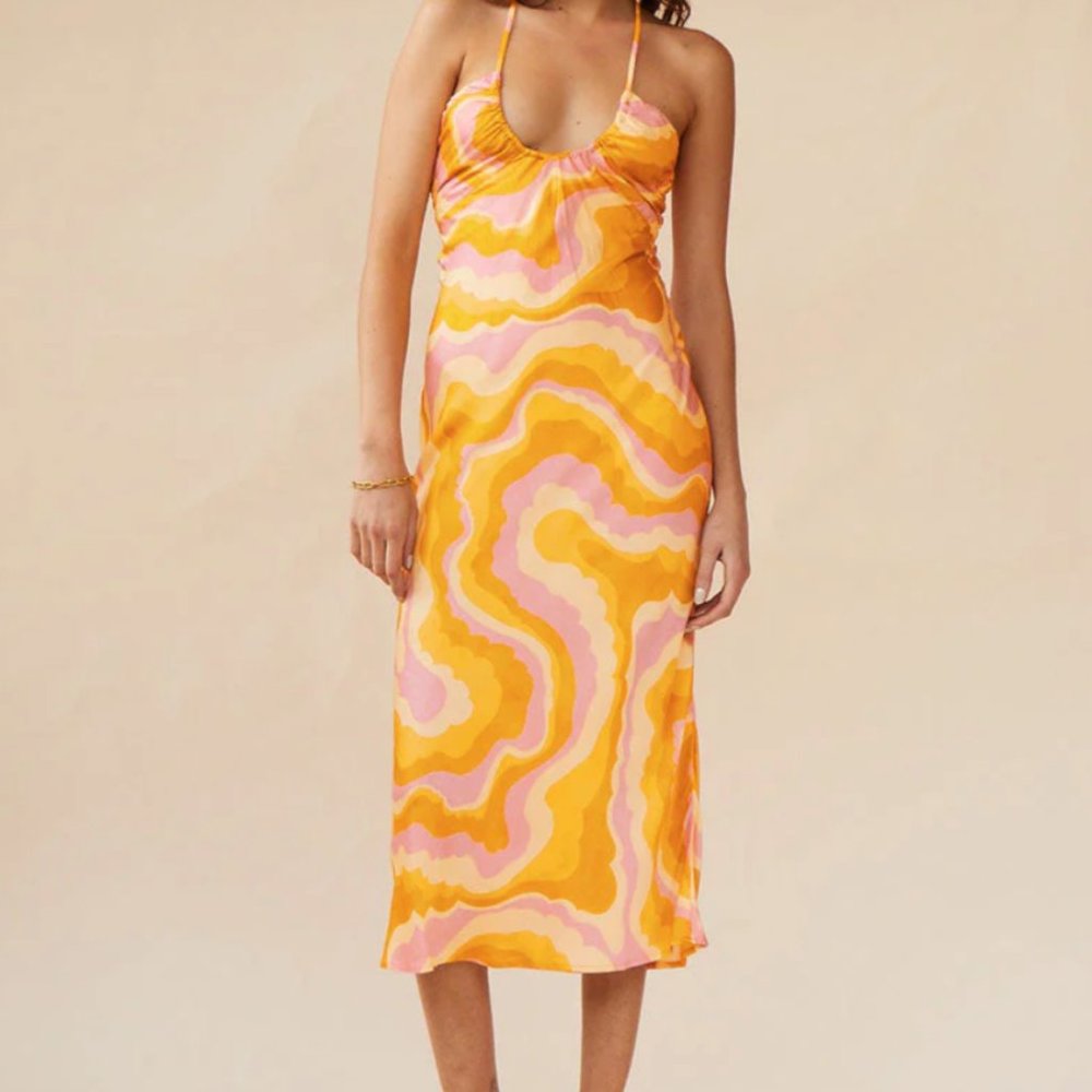 Suboo Cloud Keyhole Slip Dress - Cloud Print